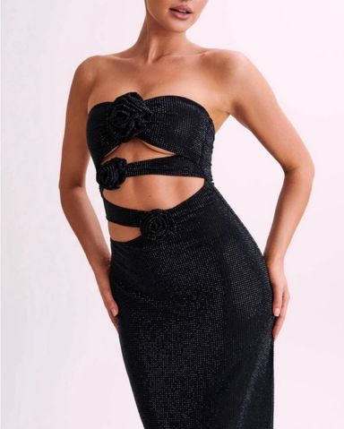 Vestido Corto Meshki Everleigh Sin Tirinas De Lentejuelas Para Mujer - Negro ✨
