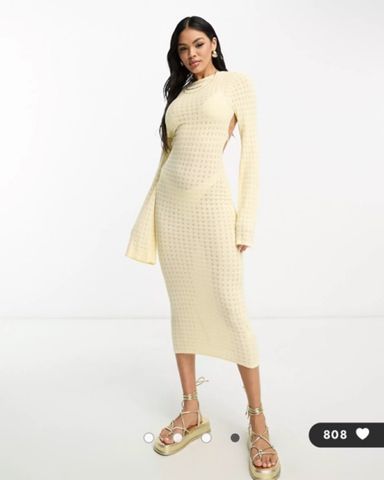 Zara | Dresses | Zara Knit Mini Dress Organza Sleeves Yellow