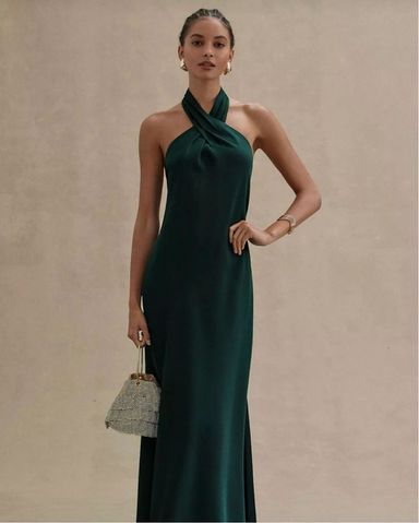 【BHLDN】アメリア ディープV サテン マキシドレス BHLDN Amelia Deep-V Flutter-Sleeve Satin A-Line Gown