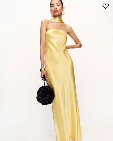 reformation oren silk dress yellow | Pickle