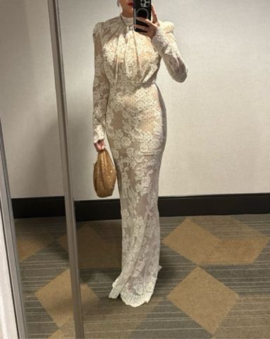 Rabanne Long Dress In Lace And Jersey | Pickle