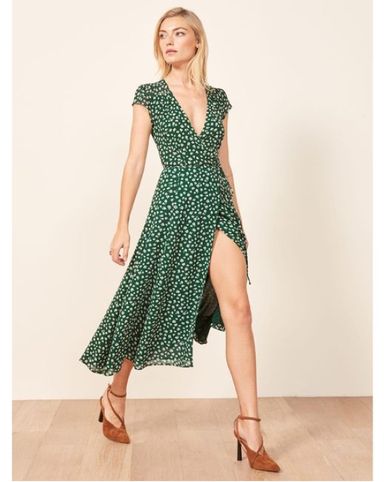 Reformation green wrap dress top
