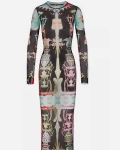 Skims Mesh Obsidian Longsleeve Dress | Pickle