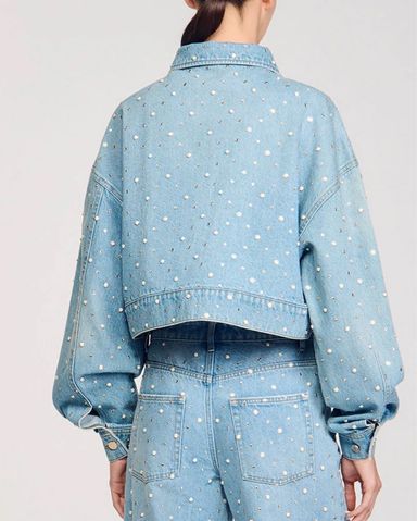 ★SANDRO★サンドロ クリスタル付 デニムジャケット SANDRO Crystal-Embellished Denim Jacket | endource