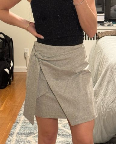 ★ DIAGONAL★ PLEATS WRAP SKIRT grey DA251SK02GR Didi Pleated Skirt | Aritzia US