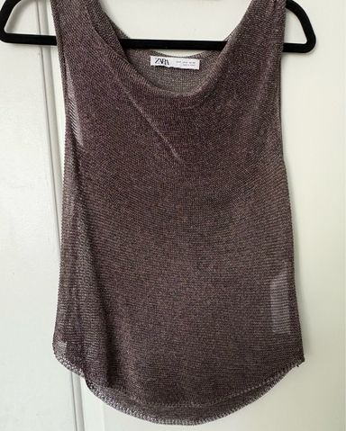 Zara Metallic Gold Mesh Top | Pickle