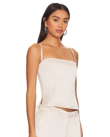 White Satin Floral Bustier Top | Pickle