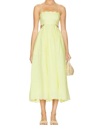 ワンピース ZIMMERMANN Woman Dress Yellow 0832DS251 LMNHYD Zimmermann Alight One Shoulder Midi Dress in Yellow Floral