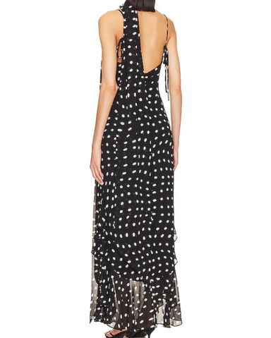 【LOULOUSEOUL】Pearl Dot Dress (Scarf Set / Black) Chloé Maxi black dress with lightweight silk ruffles