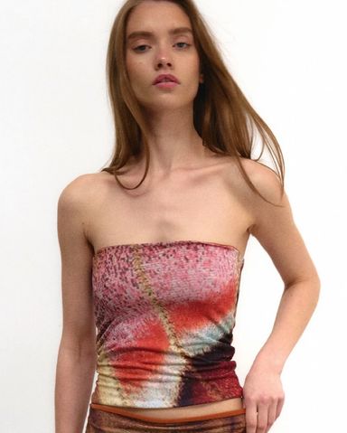 Susmies Orange And Pink Tube Top | Pickle