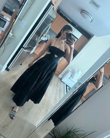 Ganni Black Taffeta Midi Dress | Pickle