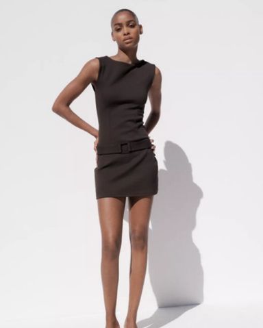 安心★関税込み★ZARA★BELTED INTERLOCK DRESS Zara Belted Interlock Dress | Pickle