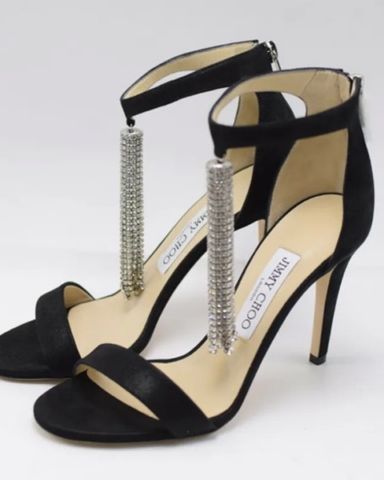 JIMMY CHOO ブラック　ゴールド Jimmy Choo Hand Bag Leather 2way Black Gold Auth am8495