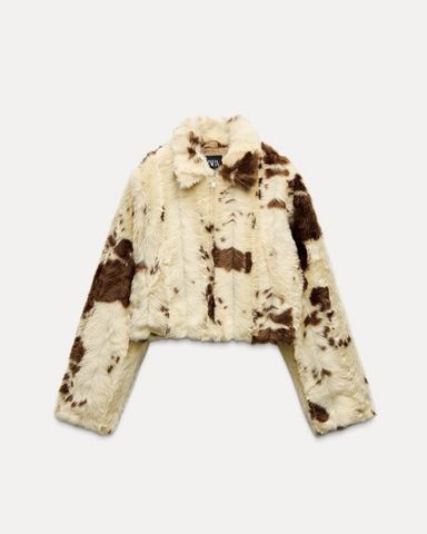 Zara faux fur animal print jacket | Pickle