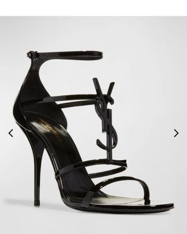 YSL アンクルストラップ　スウェードブラックハイヒール❣️ SAINT LAURENT サンローラン サンダル 702683 AAAKY レディース