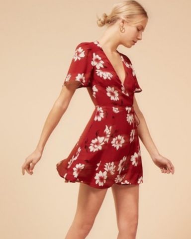 NEW Reformation Monica Floral-print Georgette Mini Wrap