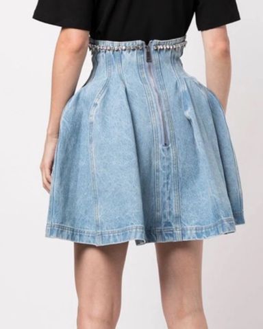 Self-Portrait｜SKIRTS (TEXTURED DENIM MINI SKIRT (PF2482 Textured Denim Mini Skirt – self-portrait-US