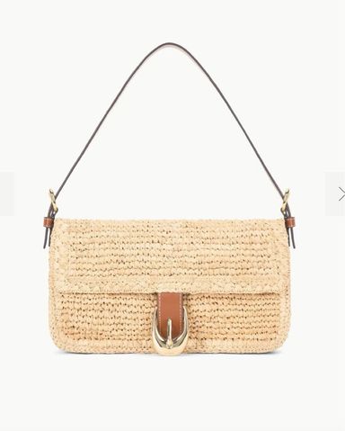 CELINE★Medium Tilly bag in raffia and calfskin かごバッグ MEDIUM TILLY BAG IN RAFFIA AND CALFSKIN - NATURAL / TAN | CELINE