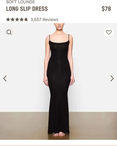 Skims SOFT LOUNGE LONG SLIP DRESS Black | Pickle