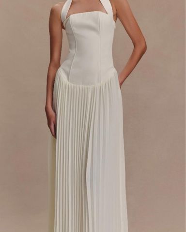Meshki Stacie Pleated Halter Maxi Dress | Pickle