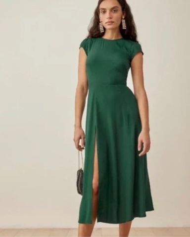 Reformation Fraser Dress (forest green) | Pickle