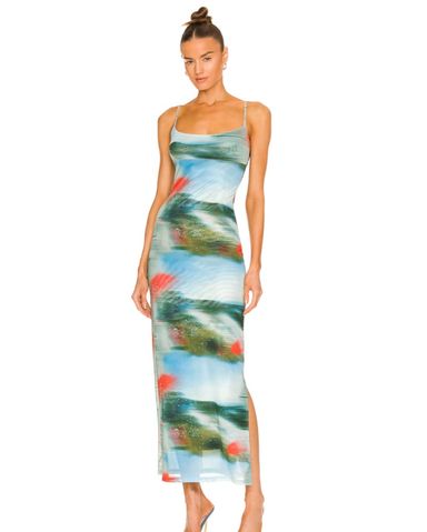 Ganni Cloud Print Satin Dress | Pickle
