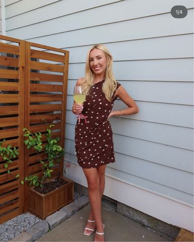 ワンピース GANNI Women's Mini Short Dress Brown K2310-470 Cognac Brown Foil Denim Mini Dress | GANNI US
