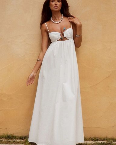 MAUREEN Cotton Shirring Maxi Dress | Pickle