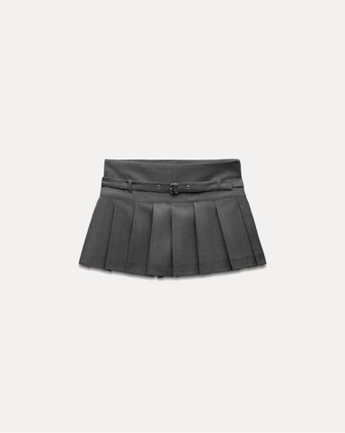 Zara Light Gray Pleat Mini Skirt | Pickle
