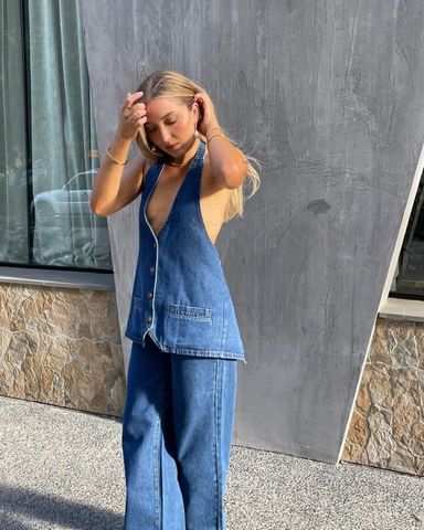 ALICE+OLIVIA デニム ジャンプスーツ PENNIE Pennie Denim Jumpsuit In Albertine Blue | Alice + Olivia