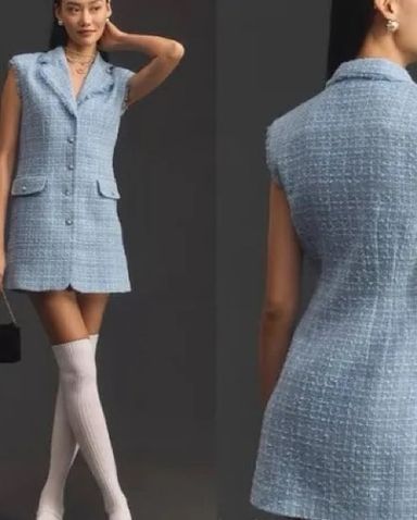 Lumignon original Blue tweed dress ブラック 2-in-1 tweed dress Blue For Women | Maje