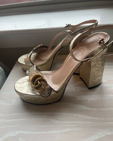 GUCCI ゴールドプラットホームヒール美品 GUCCI gold platform heels Size. 37 | eBay