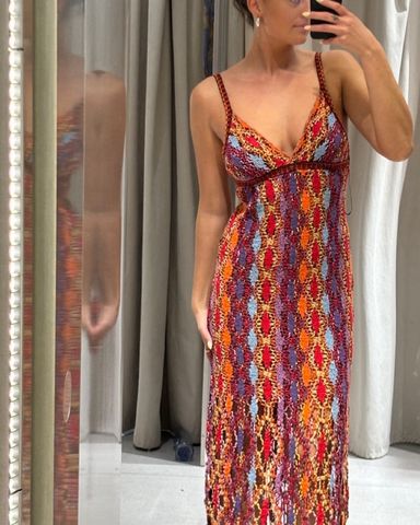 maison celon／fringe knit dress maison celon／fringe knit dress Odessa Crochet Knit Fringe