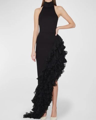 BCBGMAXAZRIA Ruffle Black Evening Gown | Pickle