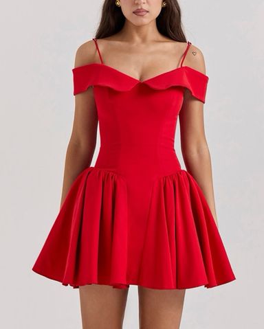 【関税込み】Mirror Palais レッド Lady Di ミニワンピース Mirror Palais The Lady Di Dress in Rouge | FWRD