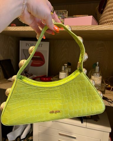 Staud Kenny Croc Bag In Pistachio | Pickle