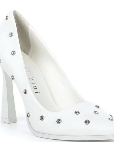 【関税&送料込】Rene Caovilla With Heel White Rene Caovilla Embellished satin and leather pumps Rene Caovilla