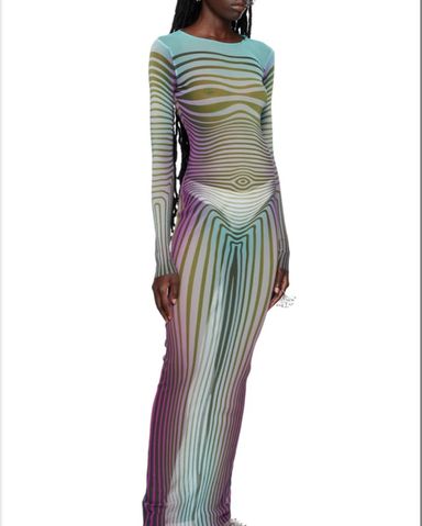 ワンピース JeanPaul GAULTIER MESH TATOO MARINIER LONG DRESS JEAN PAUL GAULTIER - Women Printed 