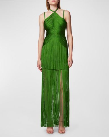Herve Leger Green Fringe Dress | Pickle