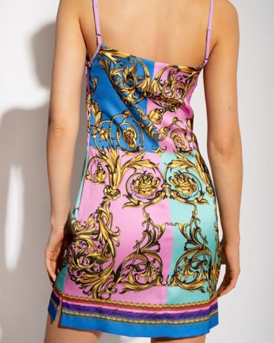 スカート VERSACE JEANS COUTURE Short Dress Versace Jeans Couture Barocco-print Mini Dress | White