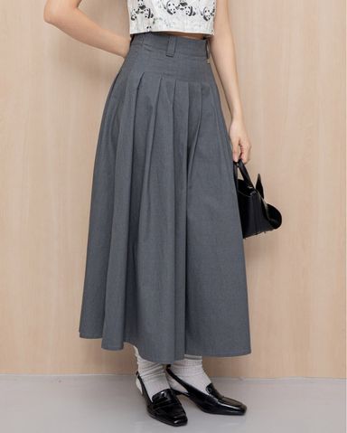 [LOW CLASSIC] / ☆ 24SS PLEATED MIDI WRAP SKIRT / GREY Andy Midi Wrap Skirt | Pickle
