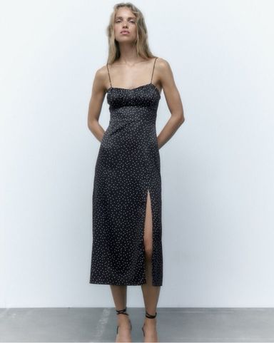 Zara black polka dot dress 2025