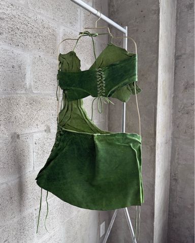 A.L.C Green Leather Mini Dress | Pickle