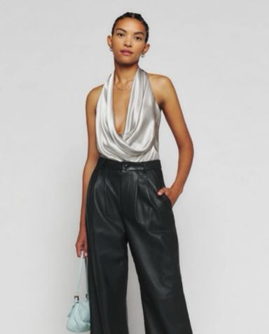 ミルフィーユ Missime silver halter draped crop top | Pickle