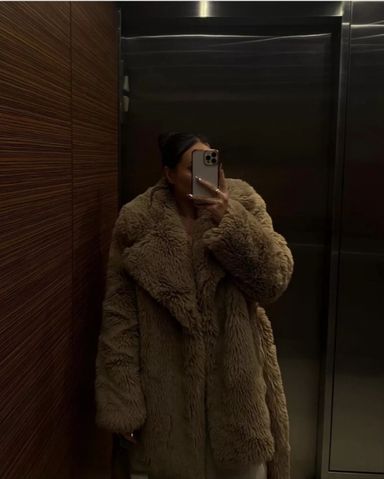 KHY Shaggy Faux Fur Oversized Coat S/M | Pickle