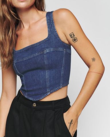 Reformation リフォーメーション ルシンダ デニム トップ Reformation Lucinda Denim Top | Pickle