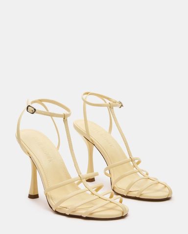 Zara Ruched Leather Butter Yellow Heels | Pickle