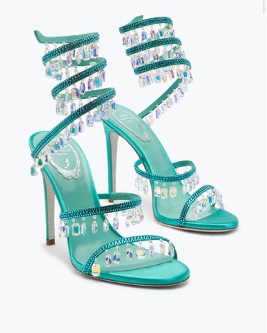 ZARA Blue Crystal Lace Up Heels | Pickle