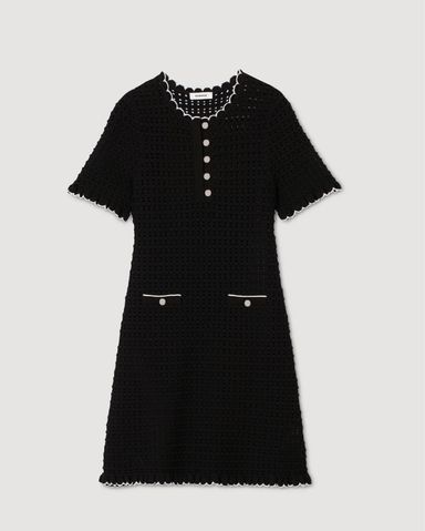 ワンピース PEARL KNITTED DRESS Pearl bead knit maxi dress white / beige For Women | Sandro