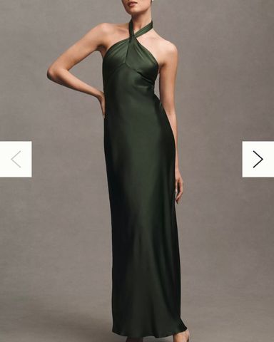 BHLDN Amelia Deep-V Satin Maxi Dress | Pickle